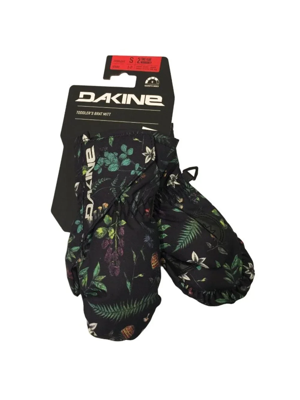 DAKINE Toddlers Small Brat Mitt Woodland Floral Ages 1-2 Hook Loop Closure Mitte